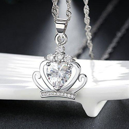 CrownNecklaceforWomenWhiteGoldPlatedClearCubicZirconiaGingerLyneCollection_Silver-3