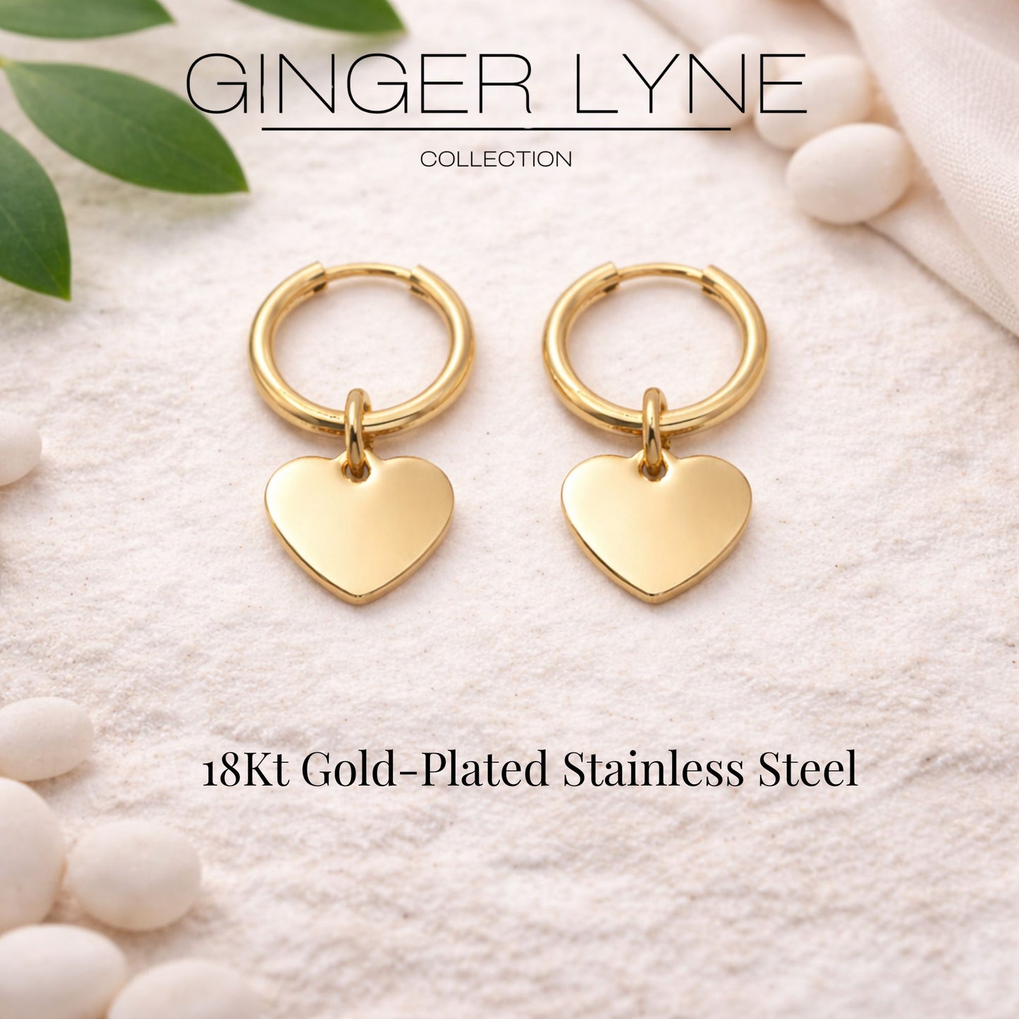 ThinHeartCharmHoopEarringsbyGingerLyneStainlessSteelforLobeCartilagePiercingBodyJewelry_Gold-4