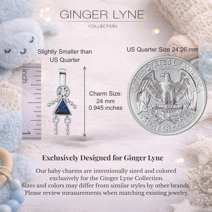 Baby Girl Birthstone Charm Children Pendants for Mom or Grandma Necklace by Ginger Lyne CZ Sterling Silver - Girl September