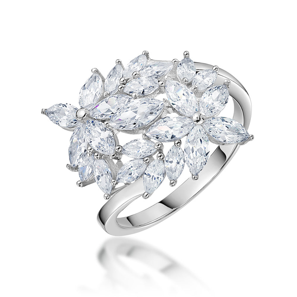 Shai Lynn Engagement Ring Marquise Flower Silver Cz Womens Ginger Lyne Collection - 9