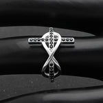 Load image into Gallery viewer, Cross Infinity Religion Ring Sterling Silver Black Cz Women Ginger Lyne Collection - 10
