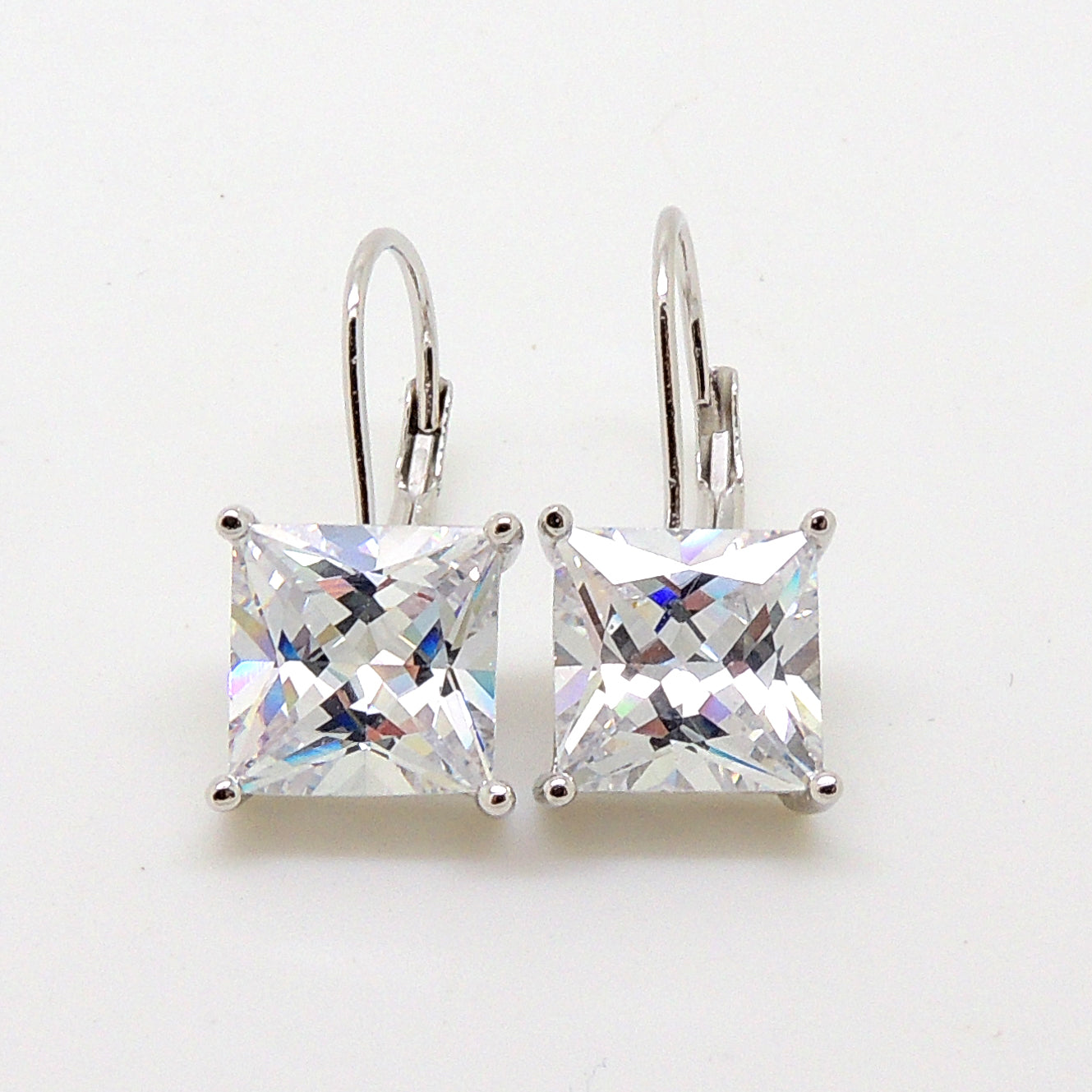 Mia Princess Cut Cz Drop Earrings Sterling Silver Womens Ginger Lyne Collection