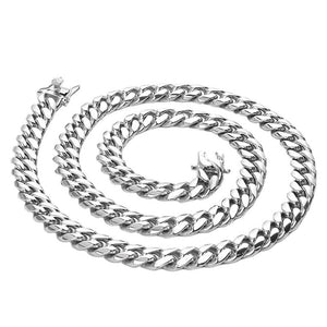 Cuban Link Chain Necklace Gold Stainless Steel Hip Hop Men Women Ginger Lyne Collection - Silver-10mm-18