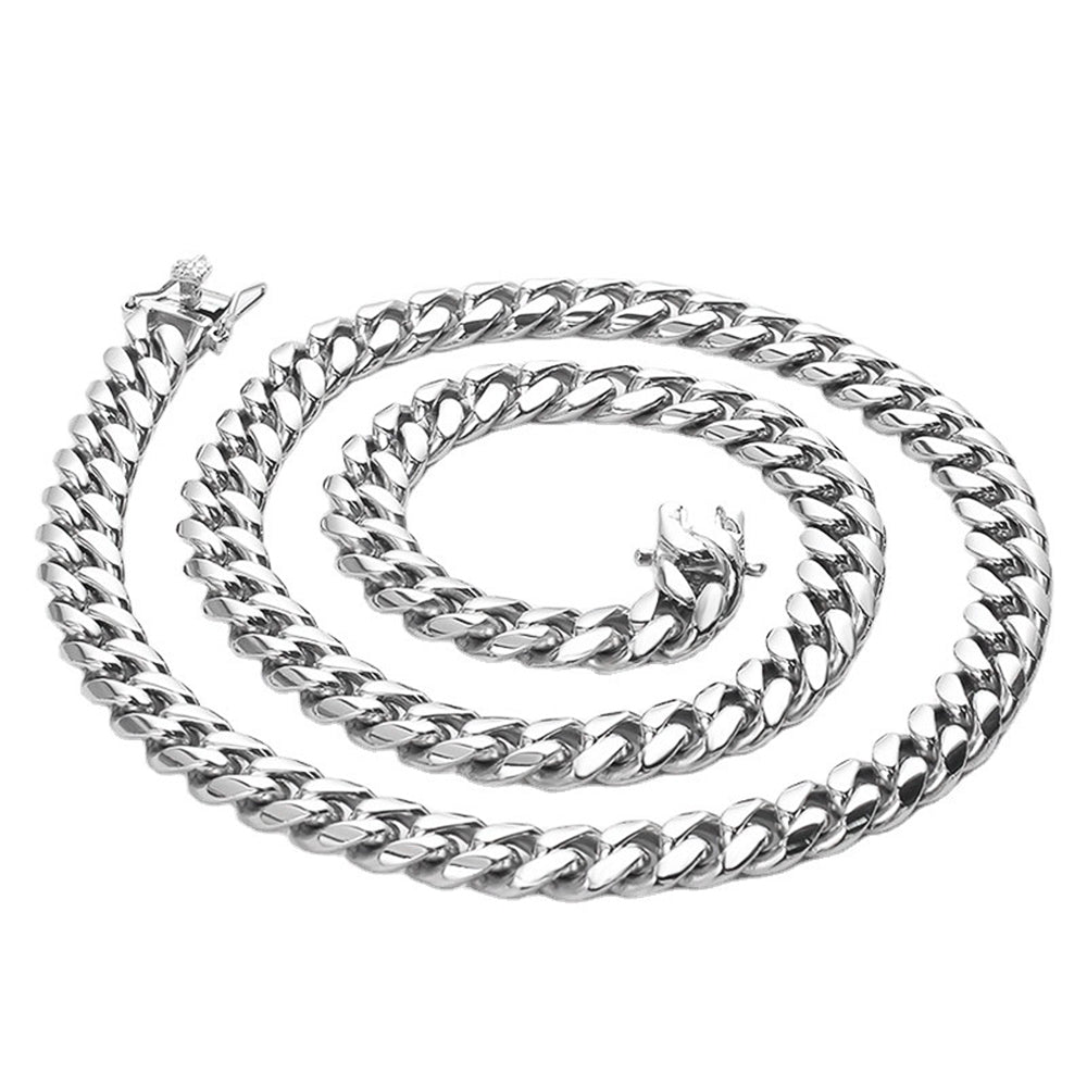 Cuban Link Chain Necklace Gold Stainless Steel Hip Hop Men Women Ginger Lyne Collection - Silver-10mm-18