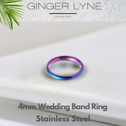 4mmStainlessSteelWeddingBandRingforWomenorMenGingerLyneCollection_4mmRainbow-2