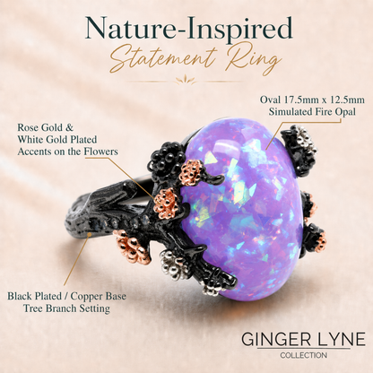 HenriettaBlackTreeBranchGothicInspiredFireOpalEngagementRingforWomenbyGingerLyne_Purple-2