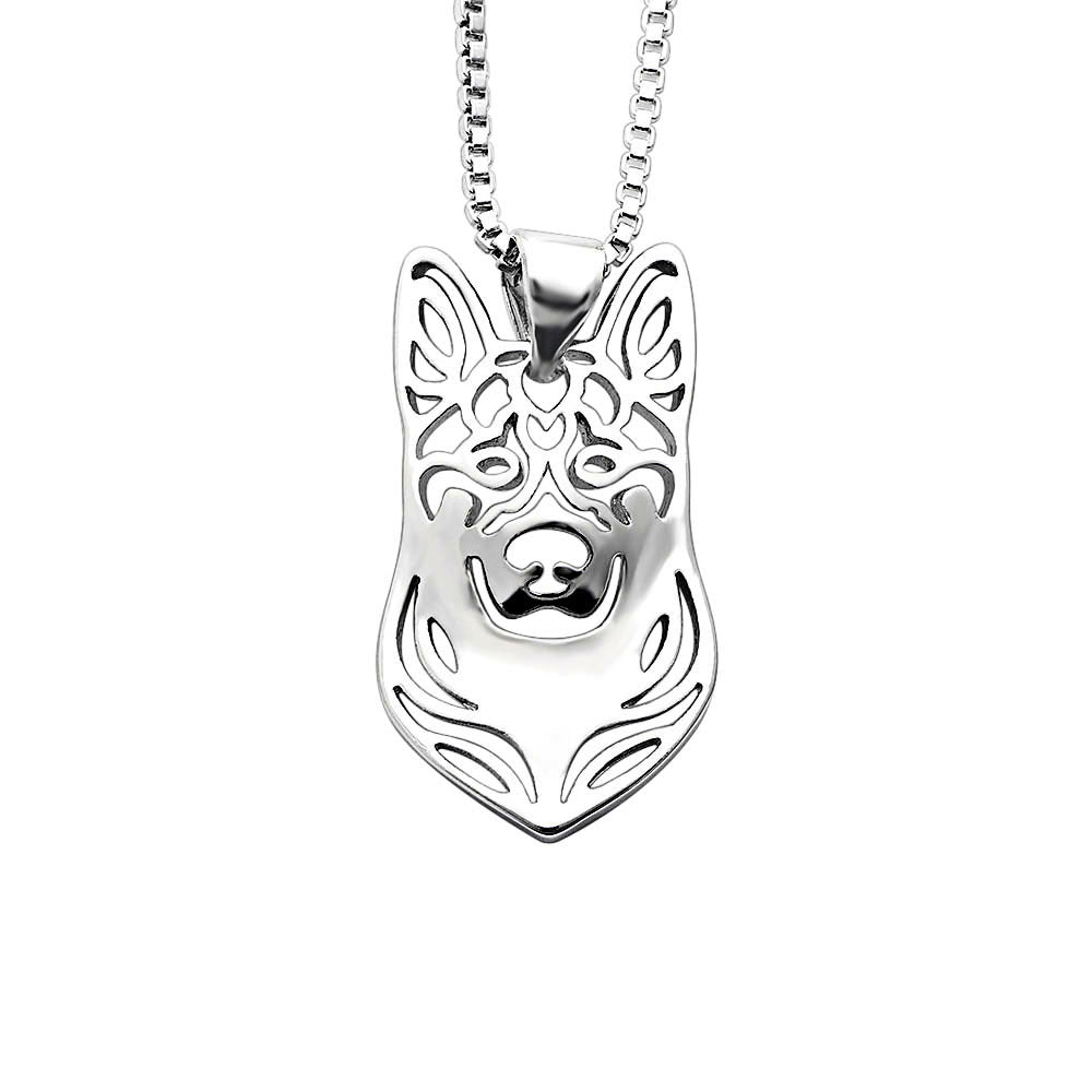 German Shepherd Dog Silver Necklace Earrings Set Women Ginger Lyne Collection - Necklace