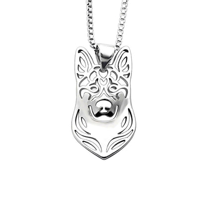 German Shepherd Dog Silver Necklace Earrings Set Women Ginger Lyne Collection - Necklace