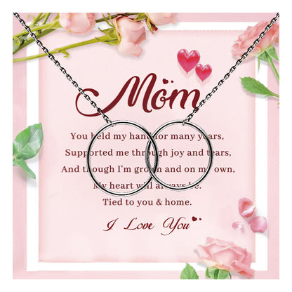 Mom Greeting Card Sterling Silver Linked Circles Necklace Women Ginger Lyne Collection - Mom-778 - Mom-778