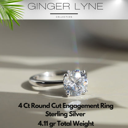Solitaire4CtRoundCutEngagementRingforWomenSterlingSilver8ACZGingerLyneCollection_GoldTone-3