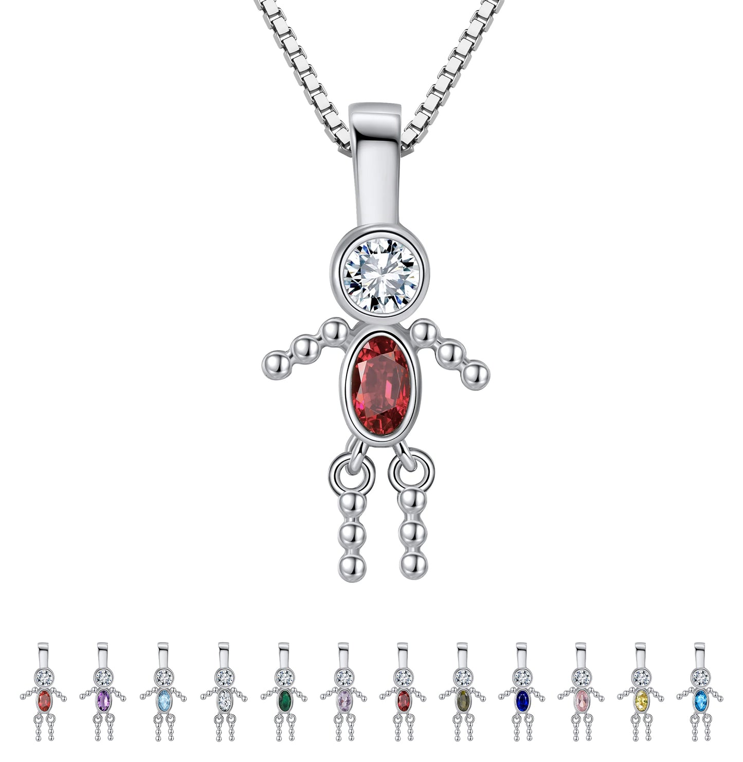 BirthstonePendantNecklaceforBoyMomorGrandmabyGingerLyneSterlingSilverCZFamilyBirthdayCharm_BoyJuly-1