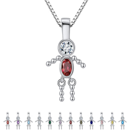 BirthstonePendantNecklaceforBoyMomorGrandmabyGingerLyneSterlingSilverCZFamilyBirthdayCharm_BoyJuly-1