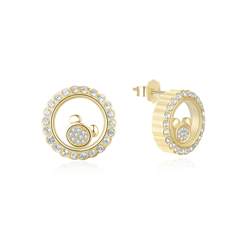 Floating CZ Bear Necklace Earrings Ring Set for Women Gold Plated Sterling Silver Ginger Lyne - Set