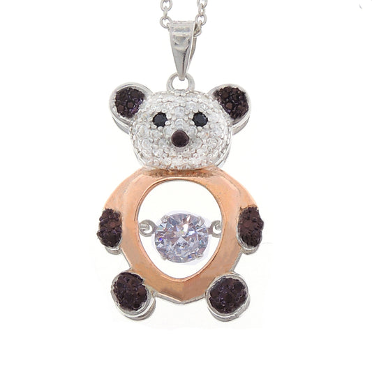 Panda Bear Necklace Swing Stone Sterling Silver Cz Girls Ginger Lyne Collection