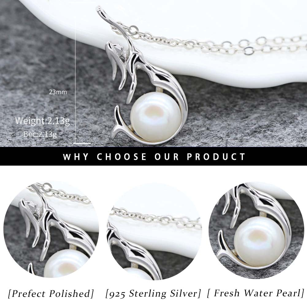 Mermaid Necklace Simulated Pearl Sterling Silver Womens by Ginger Lyne Collection