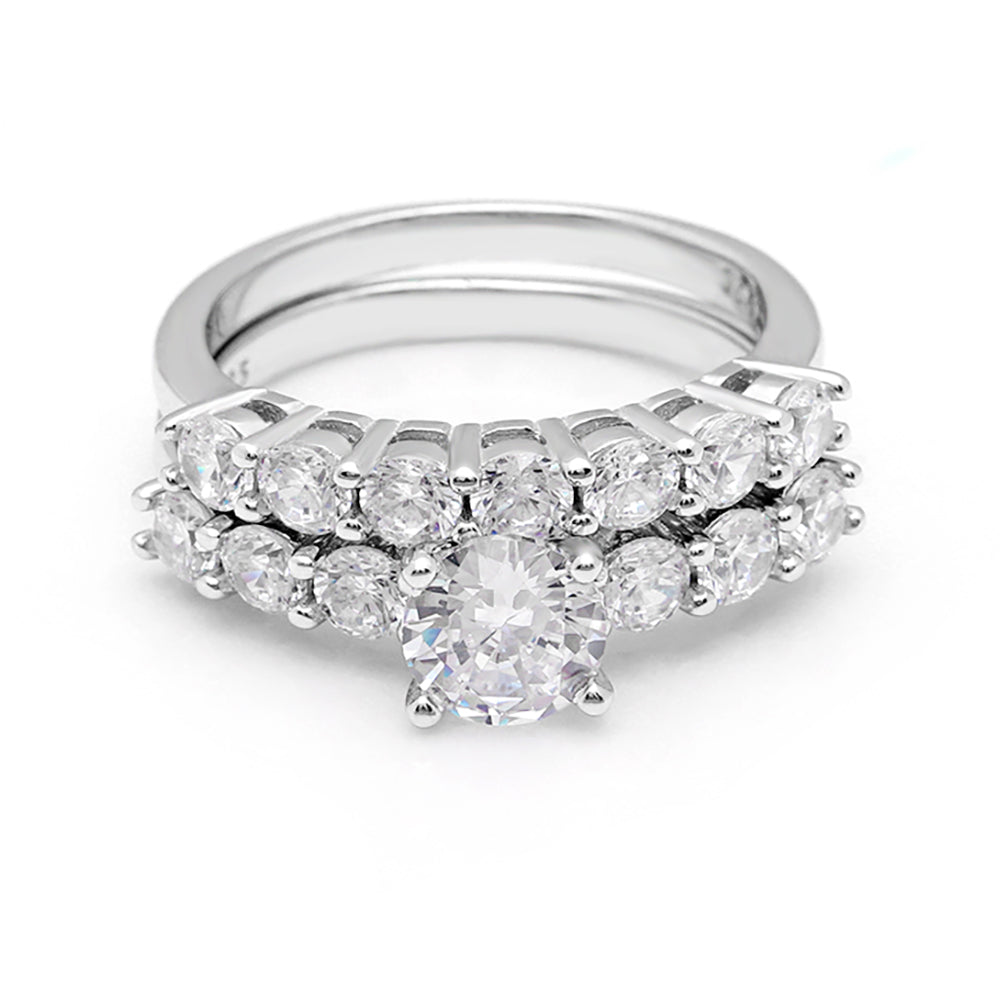 CarlaBridalSetSterlingSilverWomenCZEngagementRingBandGingerLyneCollection_Silver-4