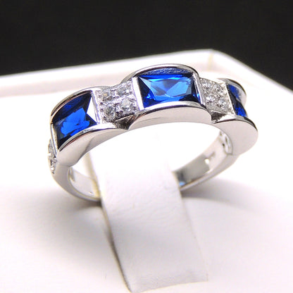 Rayna Anniversary Band Ring Blue Cz Sterling Silver Womens Ginger Lyne Collection Size 6