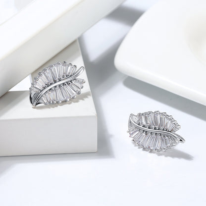Leaf Baguette Earrings Necklace or Ring for Women Sterling Ginger Lyne Collection - Earrings Only