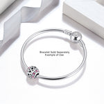 Load image into Gallery viewer, Heart Charm European Bead Sterling Silver Pink CZ Ginger Lyne Collection
