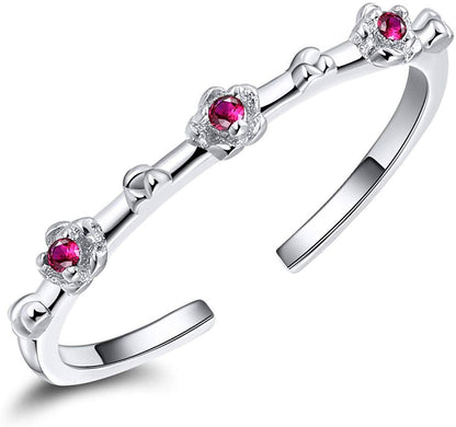 FlowerWrapRingforWomenAdjustableWeddingBandRedCZSterlingSilverGingerLyneCollection_Red-1