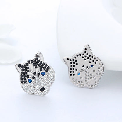 Koko Husky Dog Sterling Silver Earrings for Women Cz Ginger Lyne Collection - Earrings