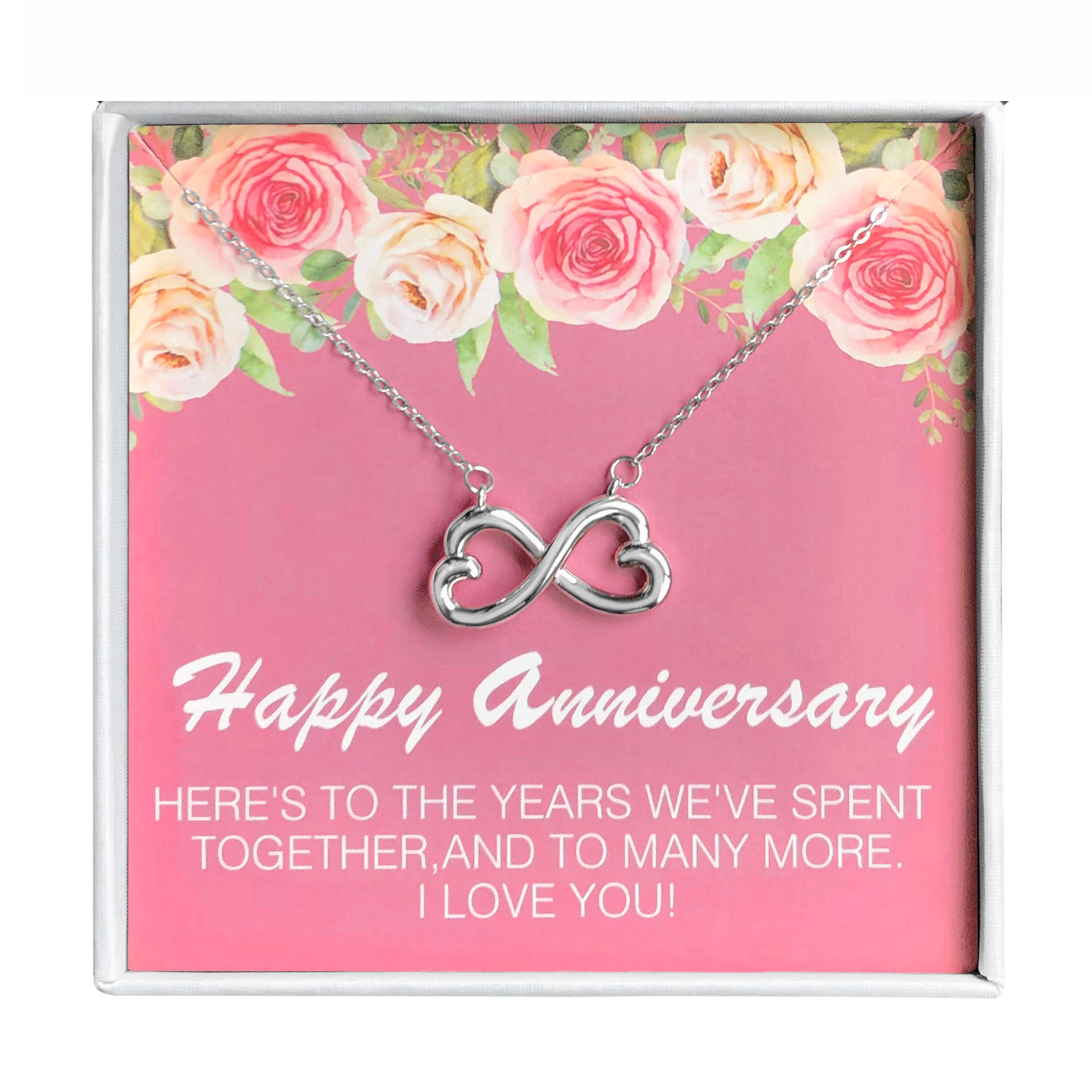 Anniversary Greeting Card Sterling Silver Infinity Hearts Necklace Ginger Lyne Collection