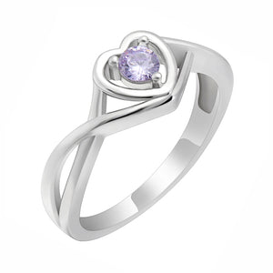 Christine Engagement Ring Promise Heart For Women Silver Cz Ginger Lyne Collection - June Lilac,9
