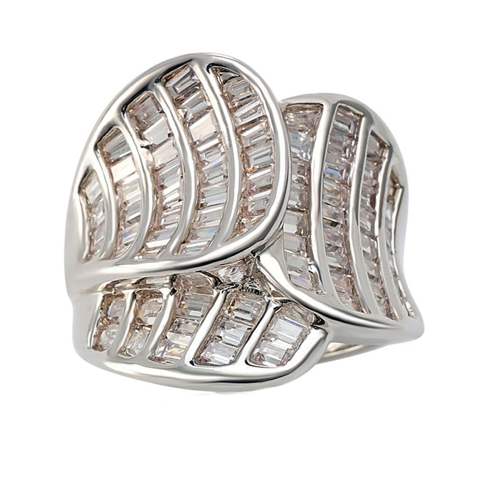 Helena Statement Ring Baguettes Cz White Gold Plated Women Ginger Lyne Collection