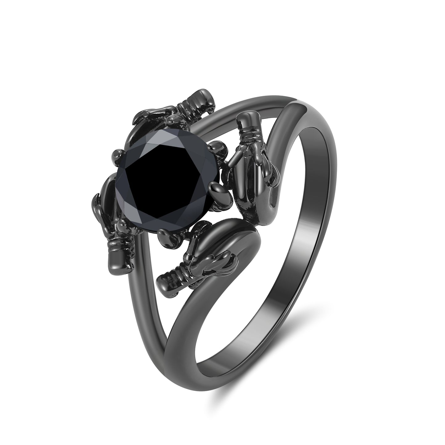 Dragon Ring for Women Solitaire Cz Black Gothic Engagement Ring Ginger Lyne Collection