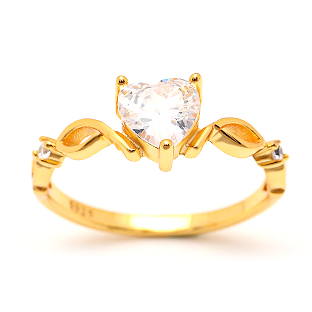 Allie Engagement Ring for Women by Ginger Lyne Collection  Cz Heart Gold Sterling Silver