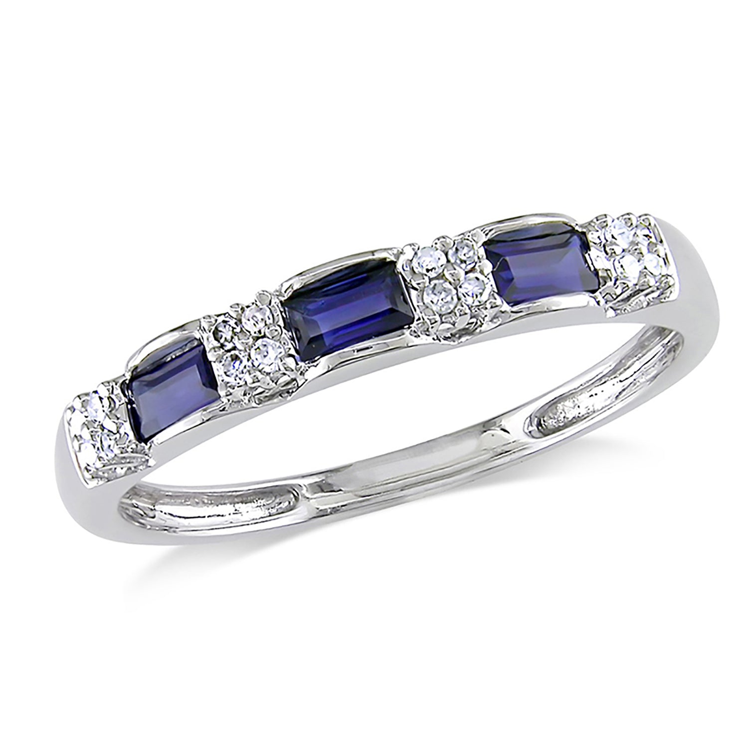 Rayna Anniversary Band Ring Blue Cz Sterling Silver Womens Ginger Lyne Collection Size 6 - 6