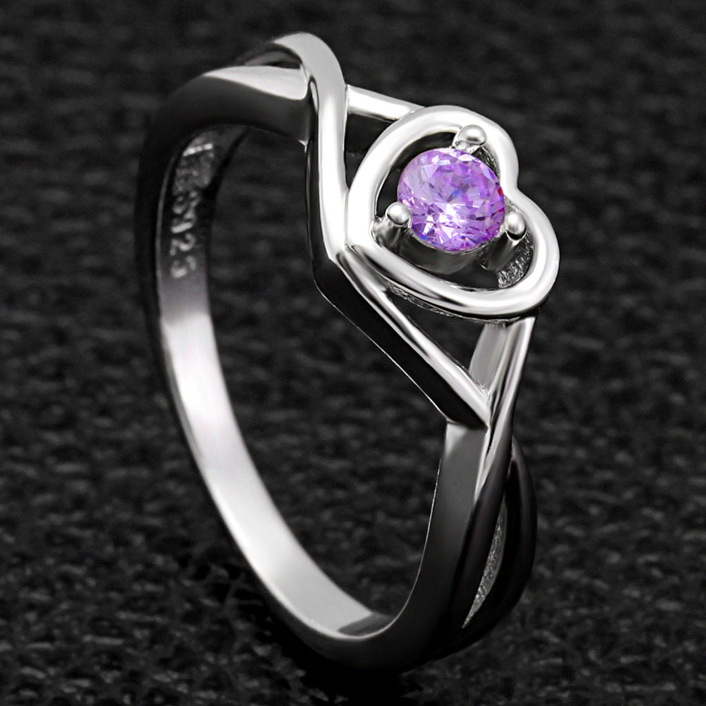 Christine Engagement Ring for Women Promise Heart Birthstone Cz Sterling Silver by Ginger Lyne