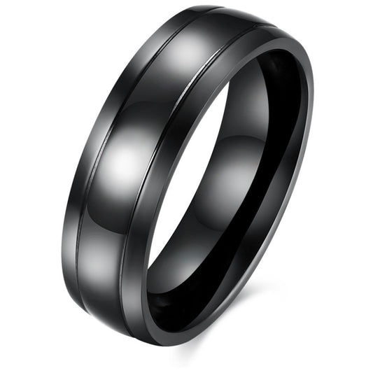6mmStainlessSteelBlackWeddingBandRingWomenMenGingerLyneCollection_Black-1