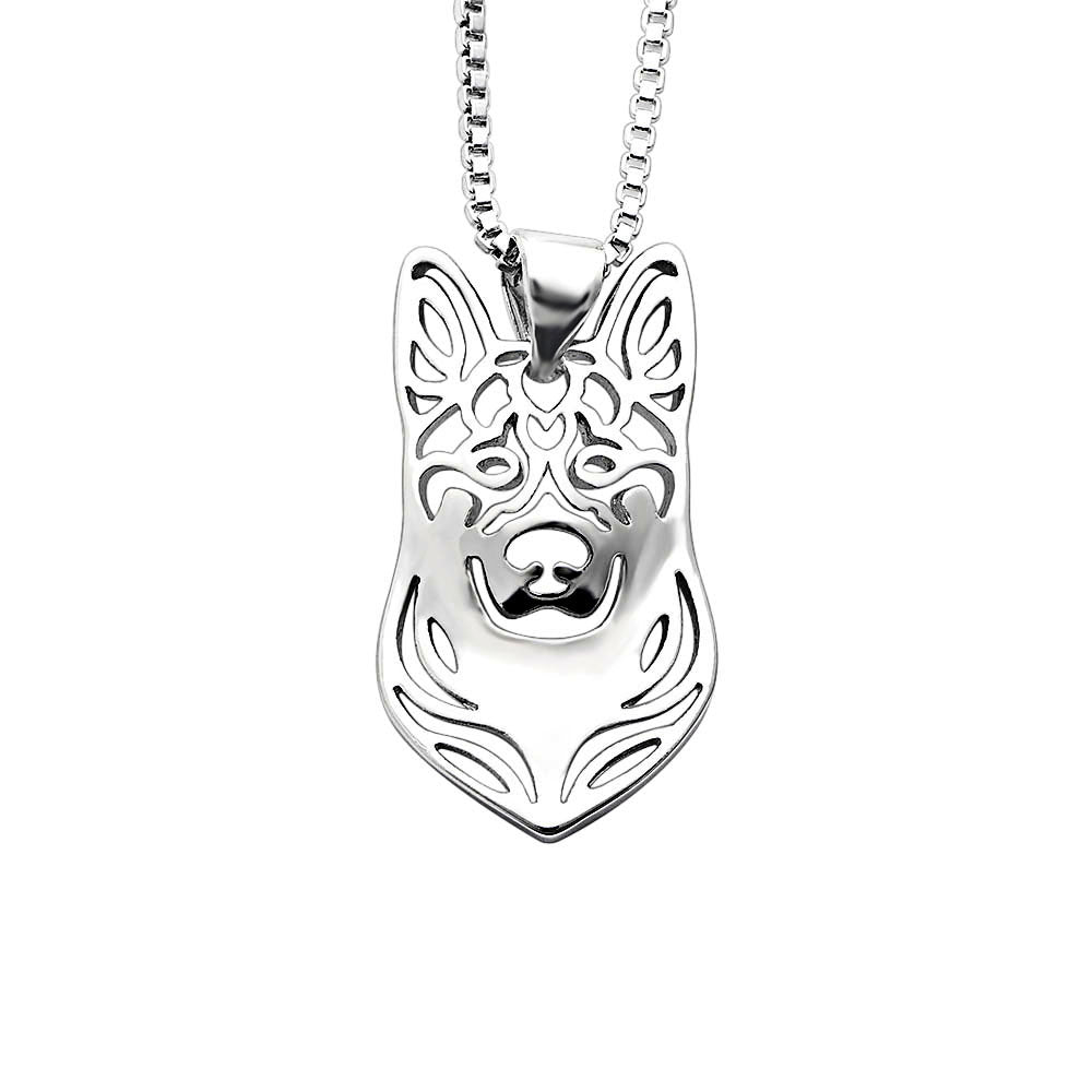 German Shepherd Dog Silver Necklace Earrings Set Women Ginger Lyne Collection