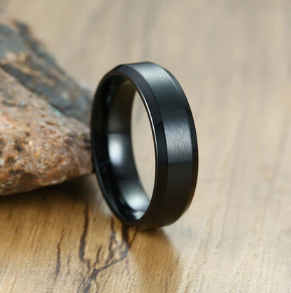 Matte Black Tungsten Carbide Wedding Band Ring Women Men 6mm or 8mm Ginger Lyne Collection