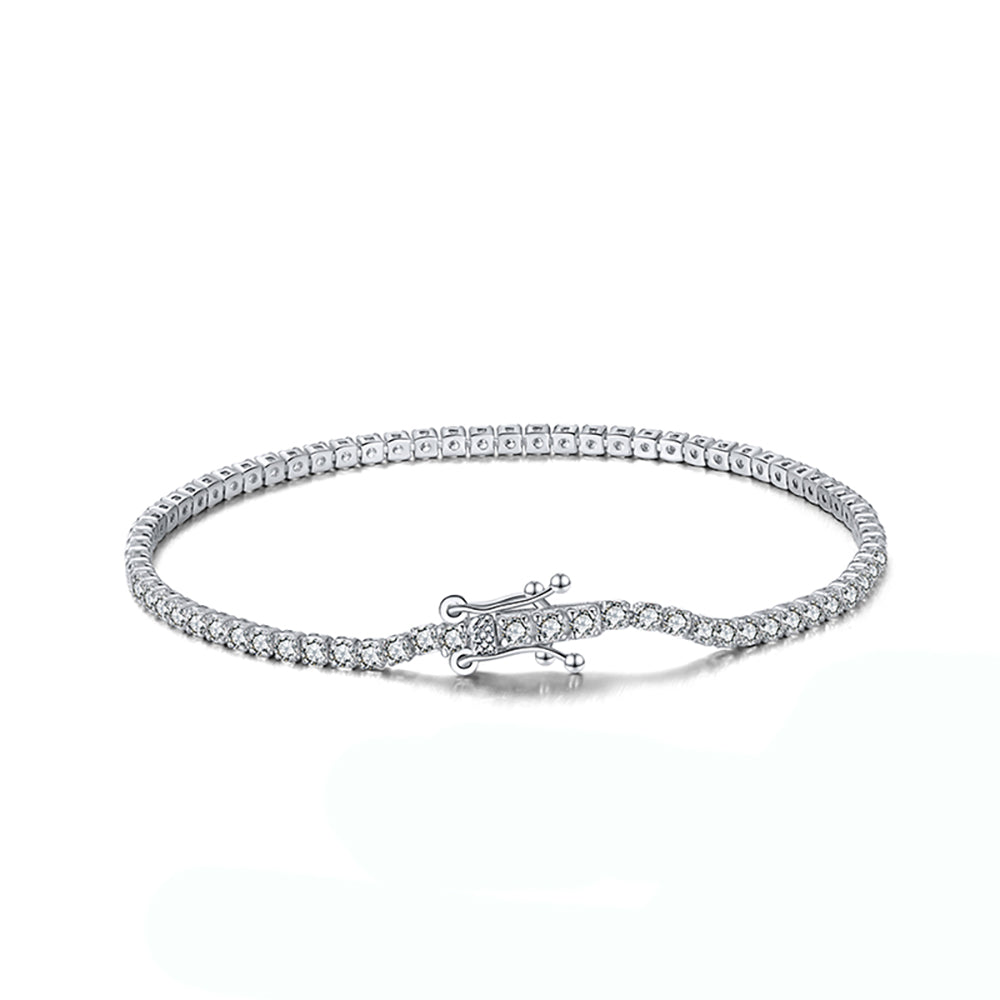 Classic Tennis Bracelet for Women Sterling Silver 2mm Cubic Zirconia Ginger Lyne Collection