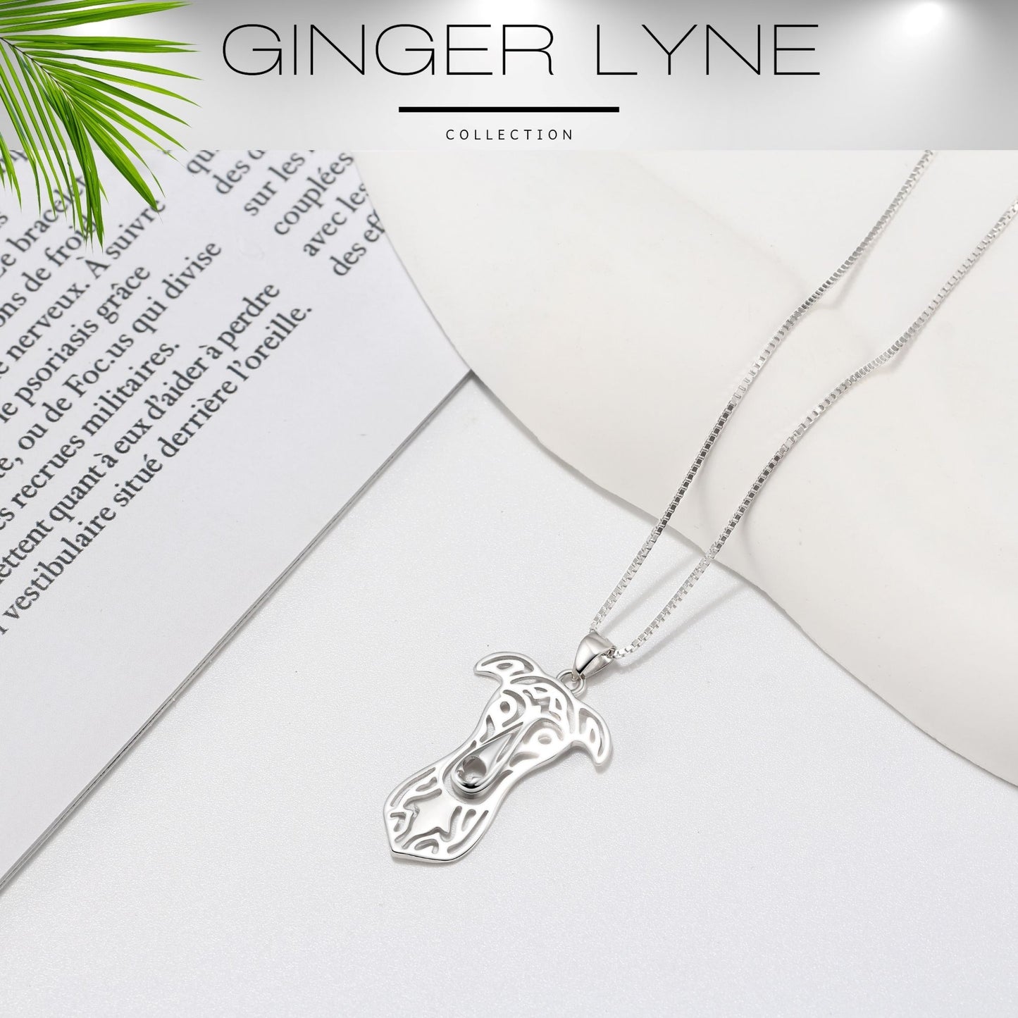 Greyhound Dog Necklace for Women Pendant Chain Sterling Silver Ginger Lyne Collection - Necklace