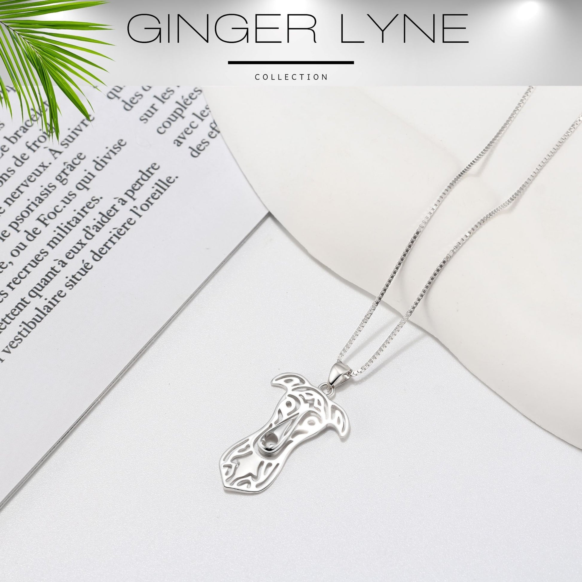 Greyhound Dog Necklace for Women Pendant Chain Sterling Silver Ginger Lyne Collection - Necklace