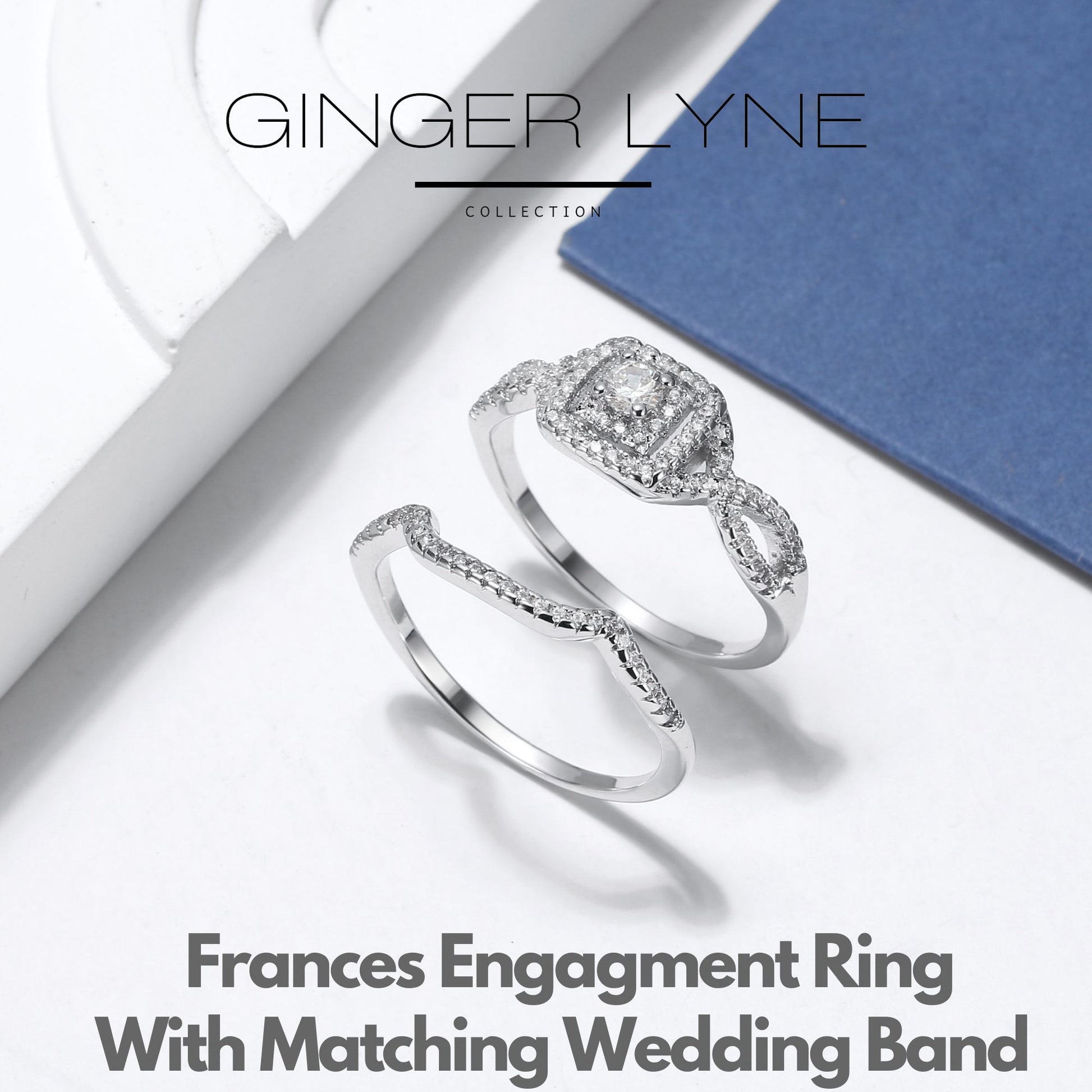 CZWeddingRingSetforWomenHaloEngagementRingWeddingBandGingerLyneCollection_WhiteGoldPlated-3