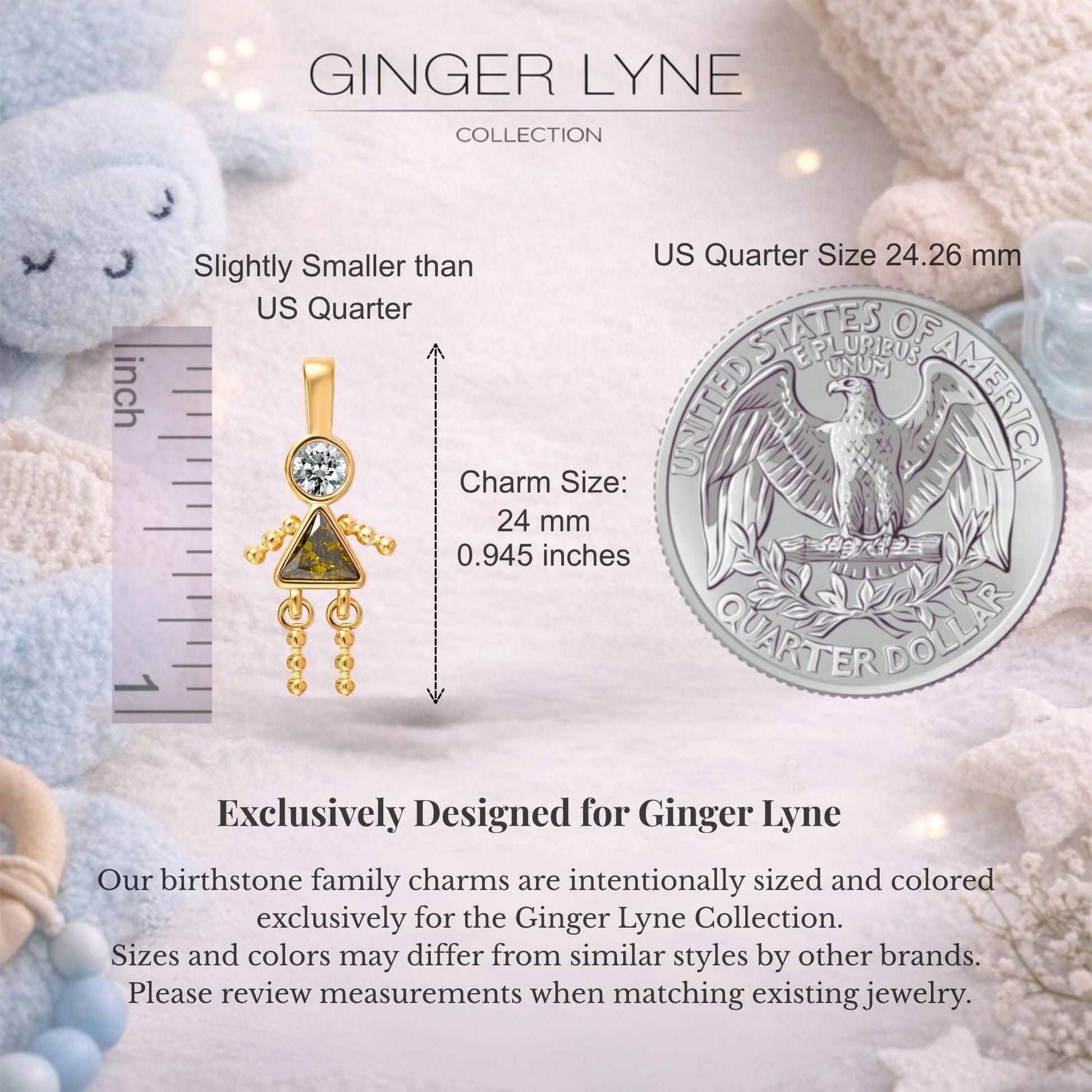 Birthstone Family Pendant for Mom by Ginger Lyne Stainless Steel Cubic Zirconia Charms For Grandma Necklace_Female-August-Gold-2