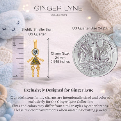 Birthstone Family Pendant for Mom by Ginger Lyne Stainless Steel Cubic Zirconia Charms For Grandma Necklace_Female-August-Gold-2