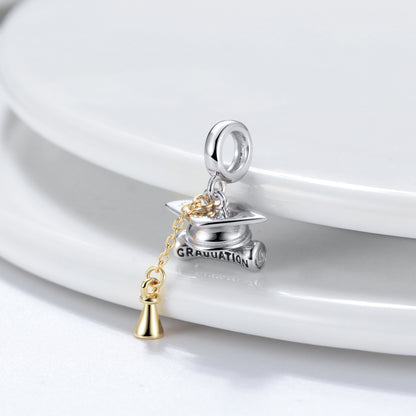 Graduation Cap Tassel Charm European Bead Sterling Silver Ginger Lyne Collection