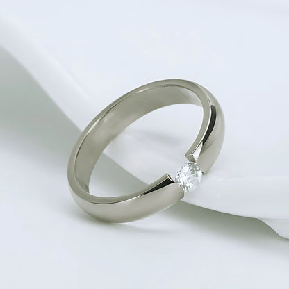 WeddingBandRingforWomenorMenStainlessSteelCrystalGingerLyneCollection_Silver-3