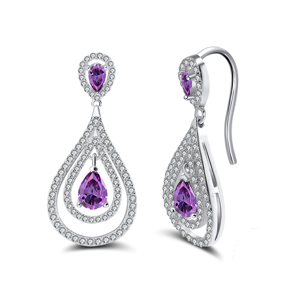 HookEarringsforWomenOvalPearPurpleCzSterlingSilverGingerLyneCollection_Purple-1