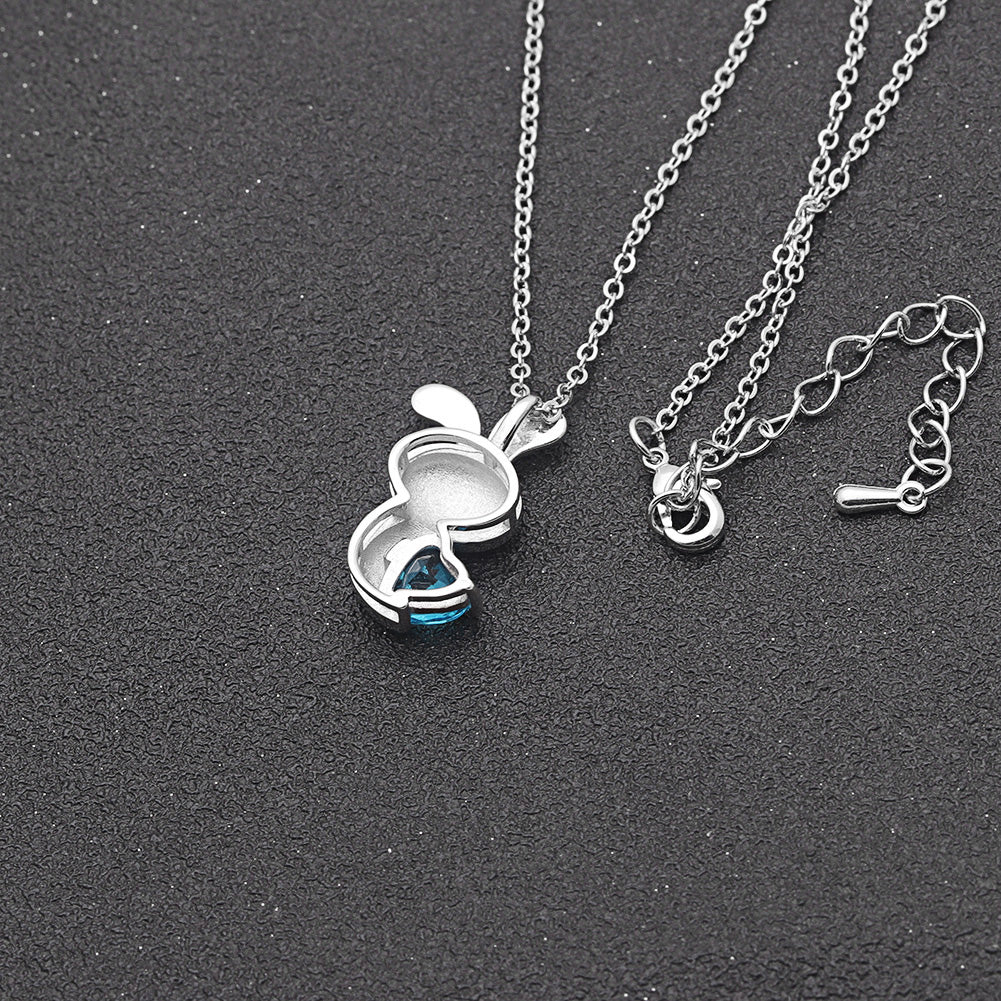 Bunny Love Necklace Sterling Silver Heart Blue Cz Womens Ginger Lyne Collection