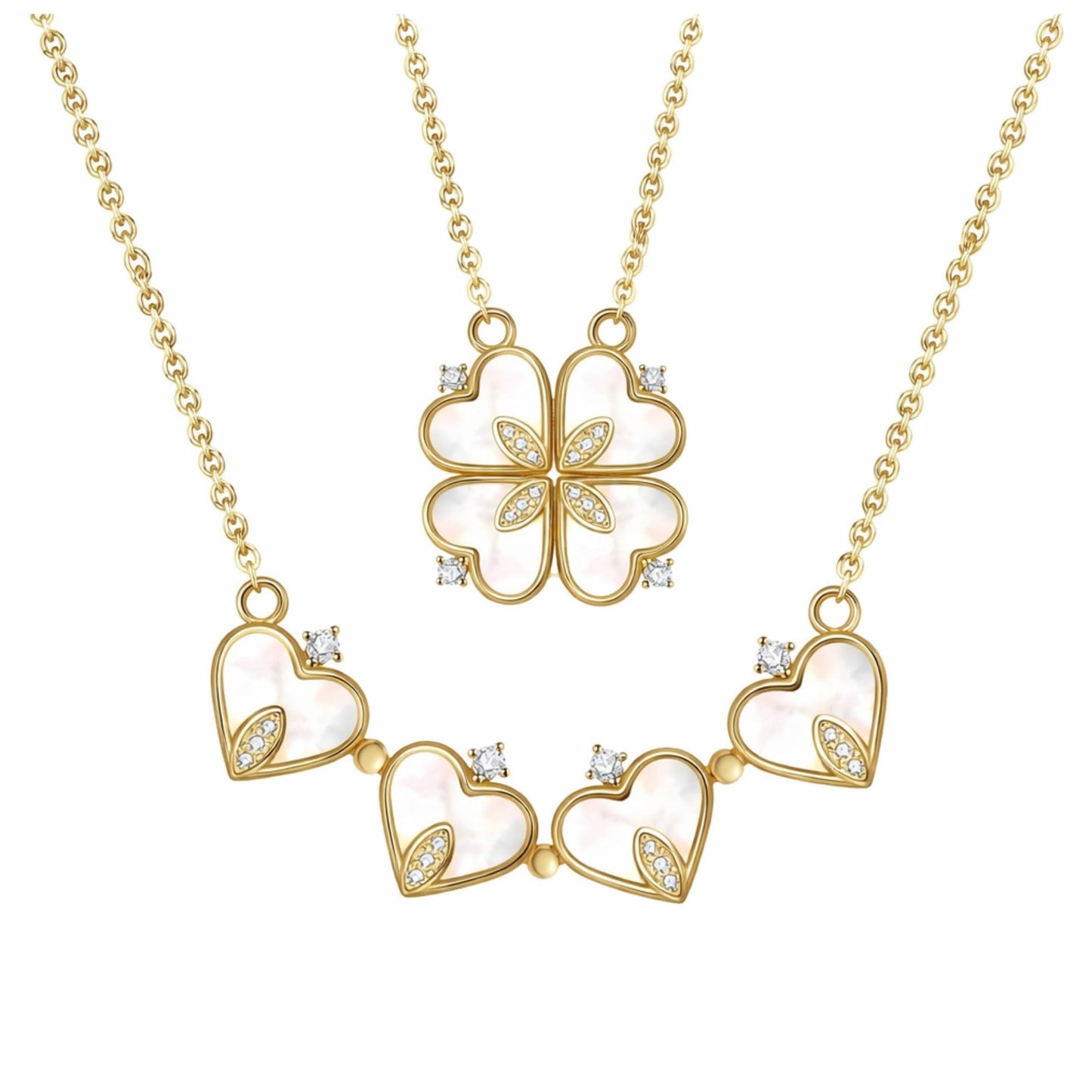 HearttoClover2in1PendantNecklaceforWomenStainlessSteelCZbyGingerLyneCollection_Gold-1