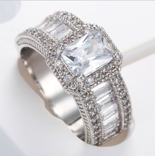 Anika Gold Plated Emerald Cut Cz Engagement Ring Womens Ginger Lyne Collection 9