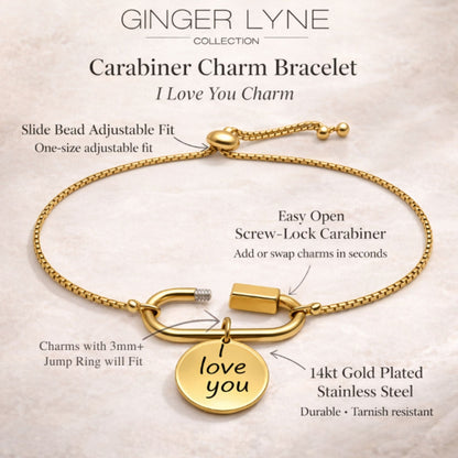 CarabinerCharmBraceletwithILoveYouCharmbyGingerLyneAdjustableStainlessSteelChain_Gold-8