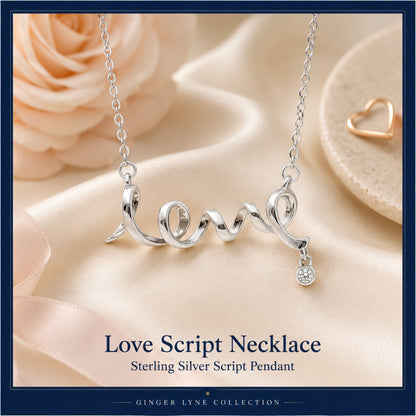 ScriptLoveNecklaceforWomenCZSterlingSilverPendantWithAdjustableChainbyGingerLyne_Silver-2