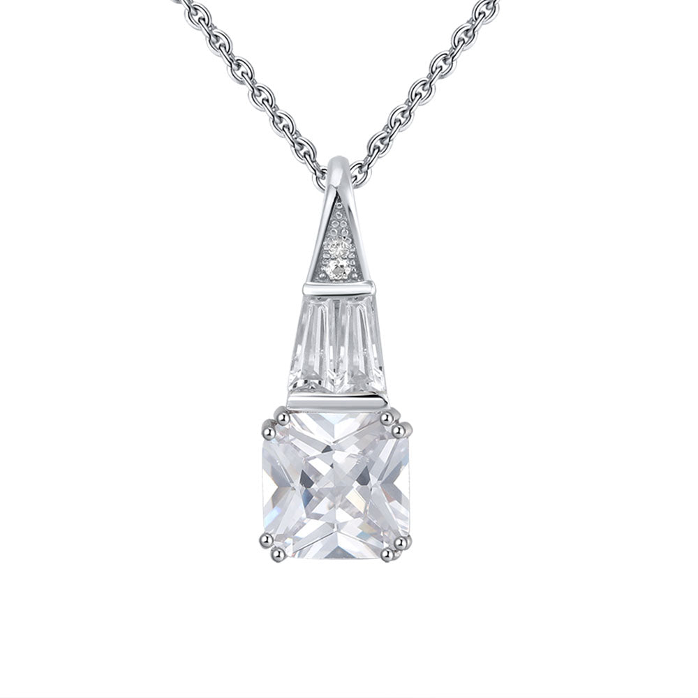 Square Trillion Pendant Necklace for Women Sterling Silver Ginger Lyne Collection - White Gold